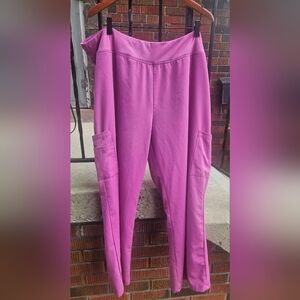 Marvella White Cross Fuchsia Scrub Pants
